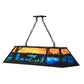 Meyda Lighting Battling Bucks 48" 9-Light Dark Roast Island Pendant Light With Orange & Blue Green Art Shade Glass