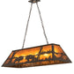Meyda Lighting Battling Buffalo 48" 6-Light Timeless Bronze Island Pendant Light With Amber Mica Shade Glass