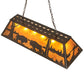 Meyda Lighting Battling Buffalo 48" 6-Light Timeless Bronze Island Pendant Light With Amber Mica Shade Glass