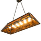 Meyda Lighting Battling Buffalo 48" 6-Light Timeless Bronze Island Pendant Light With Amber Mica Shade Glass