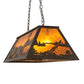 Meyda Lighting Battling Buffalo 48" 6-Light Timeless Bronze Island Pendant Light With Amber Mica Shade Glass