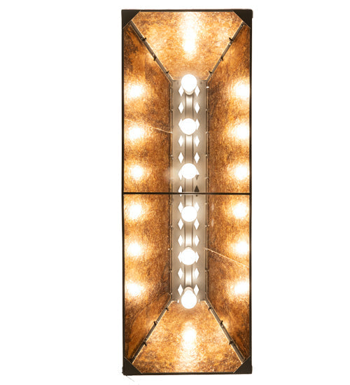 Meyda Lighting Battling Buffalo 48" 6-Light Timeless Bronze Island Pendant Light With Amber Mica Shade Glass