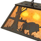 Meyda Lighting Battling Buffalo 48" 6-Light Timeless Bronze Island Pendant Light With Amber Mica Shade Glass