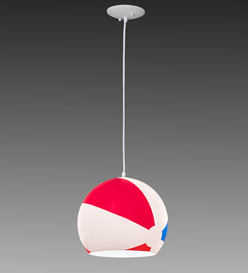 Meyda Lighting Beach Ball 12" White Pendant Light With Multi-Colored Shade
