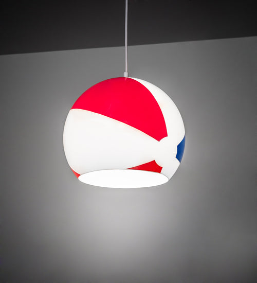 Meyda Lighting Beach Ball 12" White Pendant Light With Multi-Colored Shade