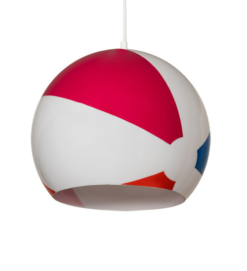 Meyda Lighting Beach Ball 12" White Pendant Light With Multi-Colored Shade