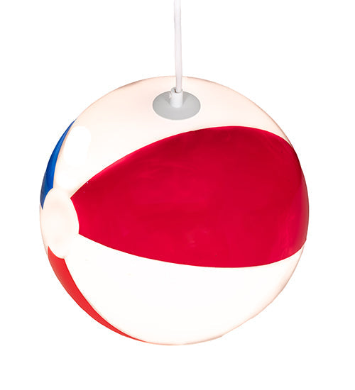 Meyda Lighting Beach Ball 12" White Pendant Light With Multi-Colored Shade