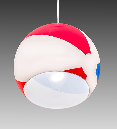 Meyda Lighting Beach Ball 12" White Pendant Light With Multi-Colored Shade