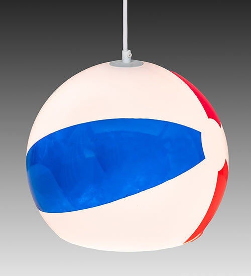 Meyda Lighting Beach Ball 12" White Pendant Light With Multi-Colored Shade