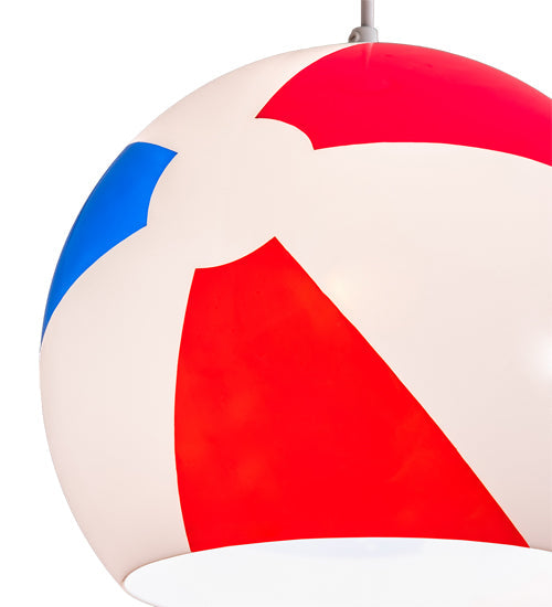 Meyda Lighting Beach Ball 12" White Pendant Light With Multi-Colored Shade