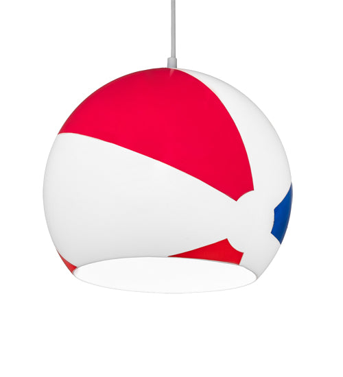 Meyda Lighting Beach Ball 12" White Pendant Light With Multi-Colored Shade
