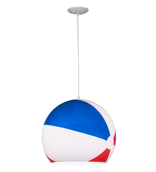 Meyda Lighting Beach Ball 18" White Pendant Light With Multi-Colored Shade