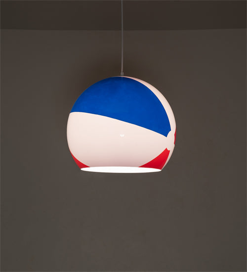 Meyda Lighting Beach Ball 18" White Pendant Light With Multi-Colored Shade