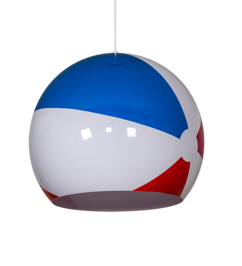 Meyda Lighting Beach Ball 18" White Pendant Light With Multi-Colored Shade