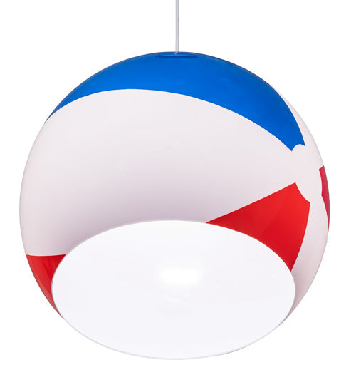 Meyda Lighting Beach Ball 18" White Pendant Light With Multi-Colored Shade