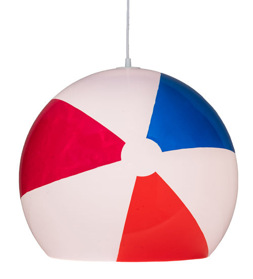 Meyda Lighting Beach Ball 18" White Pendant Light With Multi-Colored Shade