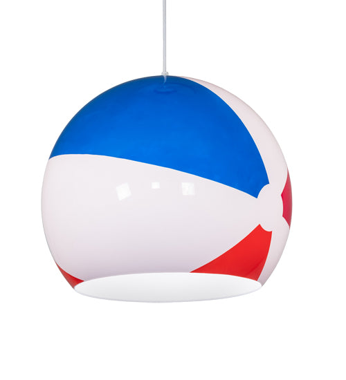 Meyda Lighting Beach Ball 18" White Pendant Light With Multi-Colored Shade
