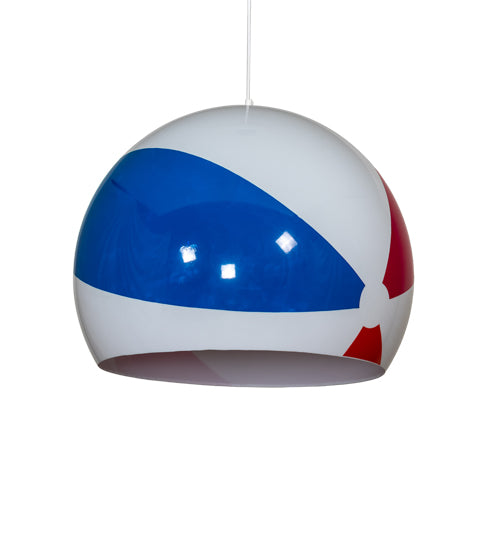 Meyda Lighting Beach Ball 24" White Pendant Light With Multi-Colored Shade