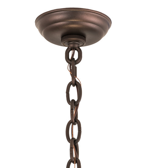 Meyda Lighting Beachfront 25" 4-Light Mahogany Bronze Inverted Pendant Light With Multi-Colored Shade Glass