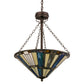 Meyda Lighting Beachfront 25" 4-Light Mahogany Bronze Inverted Pendant Light With Multi-Colored Shade Glass