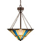 Meyda Lighting Beachfront 25" 4-Light Mahogany Bronze Inverted Pendant Light With Multi-Colored Shade Glass