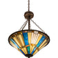 Meyda Lighting Beachfront 25" 4-Light Mahogany Bronze Inverted Pendant Light With Multi-Colored Shade Glass