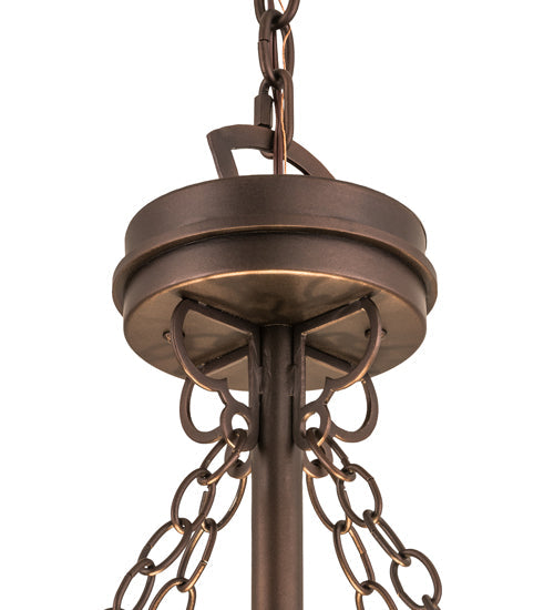 Meyda Lighting Beachfront 25" 4-Light Mahogany Bronze Inverted Pendant Light With Multi-Colored Shade Glass