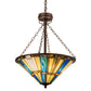 Meyda Lighting Beachfront 25" 4-Light Mahogany Bronze Inverted Pendant Light With Multi-Colored Shade Glass