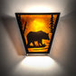 Meyda Lighting Bear Creek 13" 2-Light Textured Black Wall Sconce With Amber Mica Shade Glass