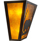 Meyda Lighting Bear Creek 13" 2-Light Textured Black Wall Sconce With Amber Mica Shade Glass