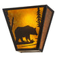 Meyda Lighting Bear Creek 13" 2-Light Textured Black Wall Sconce With Amber Mica Shade Glass