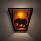 Meyda Lighting Bear Creek 13" 2-Light Timeless Bronze Left Wall Sconce With Amber Mica Shade Glass