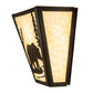 Meyda Lighting Bear Creek 13" 2-Light Timeless Bronze Right Wall Sconce With Beige Shade Glass