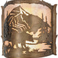 Meyda Lighting Bear Creek 15" 2-Light Antique Copper Wall Sconce With Silver Mica Shade Glass