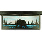 Meyda Lighting Bear Creek 23" 2-Light Craftsman Brown Flush Mount Light With Green and Blue Shade Glass