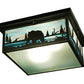 Meyda Lighting Bear Creek 23" 2-Light Craftsman Brown Flush Mount Light With Green and Blue Shade Glass