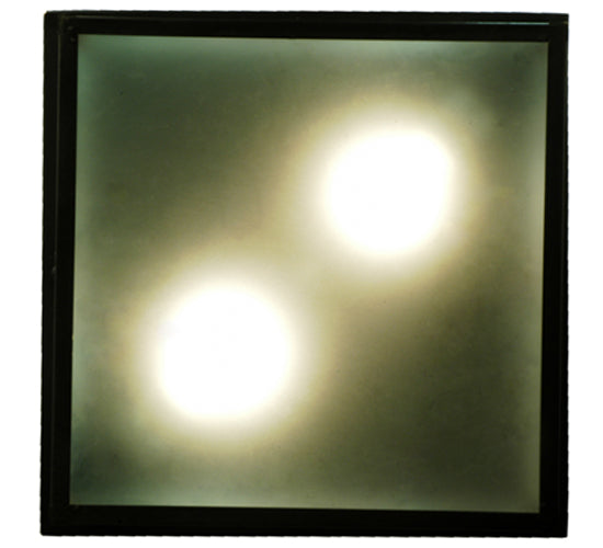 Meyda Lighting Bear Creek 23" 2-Light Craftsman Brown Flush Mount Light With Green and Blue Shade Glass