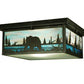 Meyda Lighting Bear Creek 23" 2-Light Craftsman Brown Flush Mount Light With Green and Blue Shade Glass