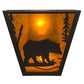 Meyda Lighting Bear Creek Right 13" 2-Light Timeless Bronze Wall Sconce With Amber Mica Shade Glass