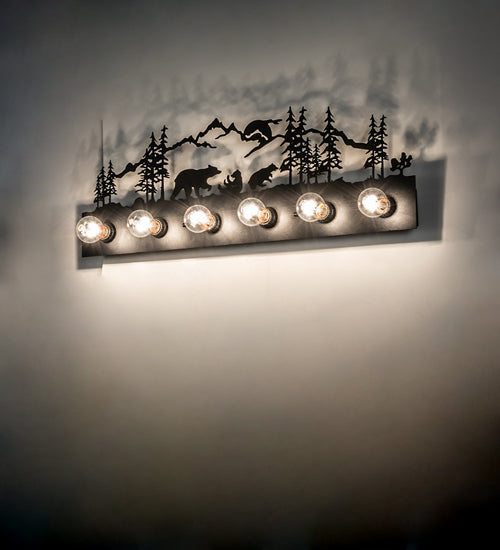 Meyda Lighting Bear Family 32" 6-Light Textured Black Vanity Light