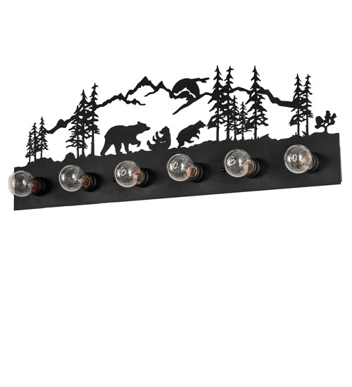 Meyda Lighting Bear Family 32" 6-Light Textured Black Vanity Light