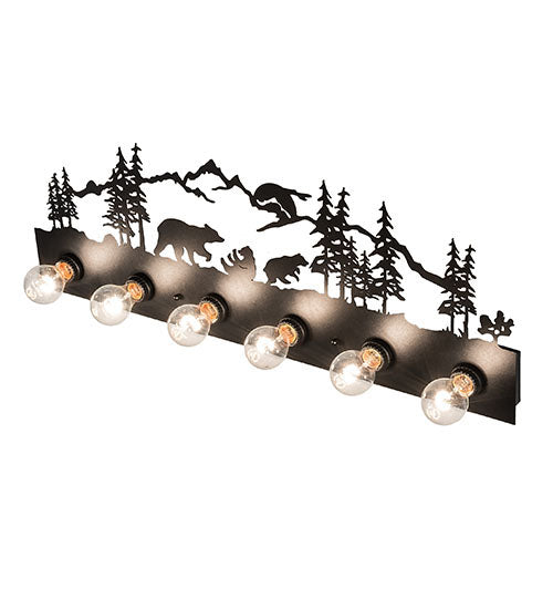 Meyda Lighting Bear Family 32" 6-Light Textured Black Vanity Light