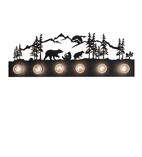 Meyda Lighting Bear Family 32" 6-Light Textured Black Vanity Light