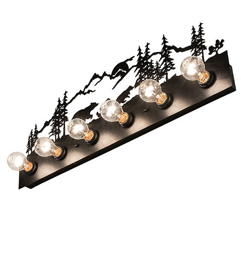 Meyda Lighting Bear Family 32" 6-Light Textured Black Vanity Light