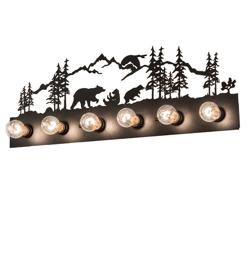 Meyda Lighting Bear Family 32" 6-Light Textured Black Vanity Light