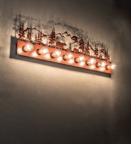 Meyda Lighting Bear Family 42" 8-Light Rust Vanity Light