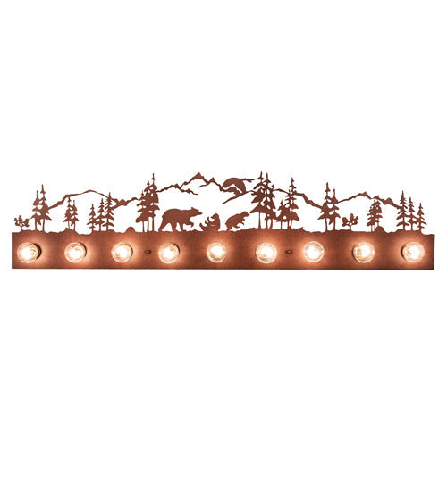 Meyda Lighting Bear Family 48" 9-Light Rust Vanity Light