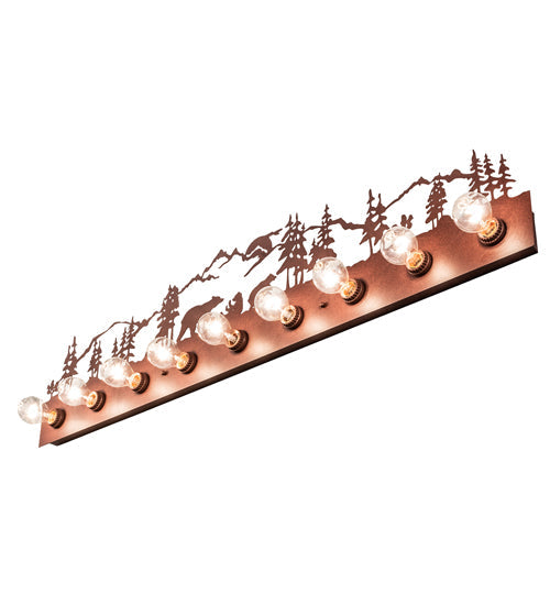 Meyda Lighting Bear Family 48" 9-Light Rust Vanity Light