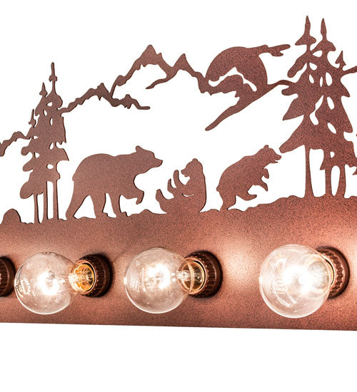 Meyda Lighting Bear Family 48" 9-Light Rust Vanity Light