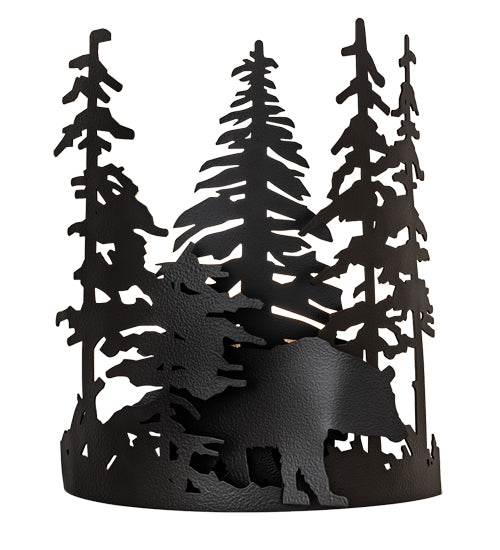 Meyda Lighting Bear Through the Trees 11" Black Satin Wrought Iron Wall Sconce